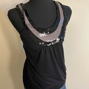 Rue 21 Black Sequin-Trim Sleeveless Women's Top